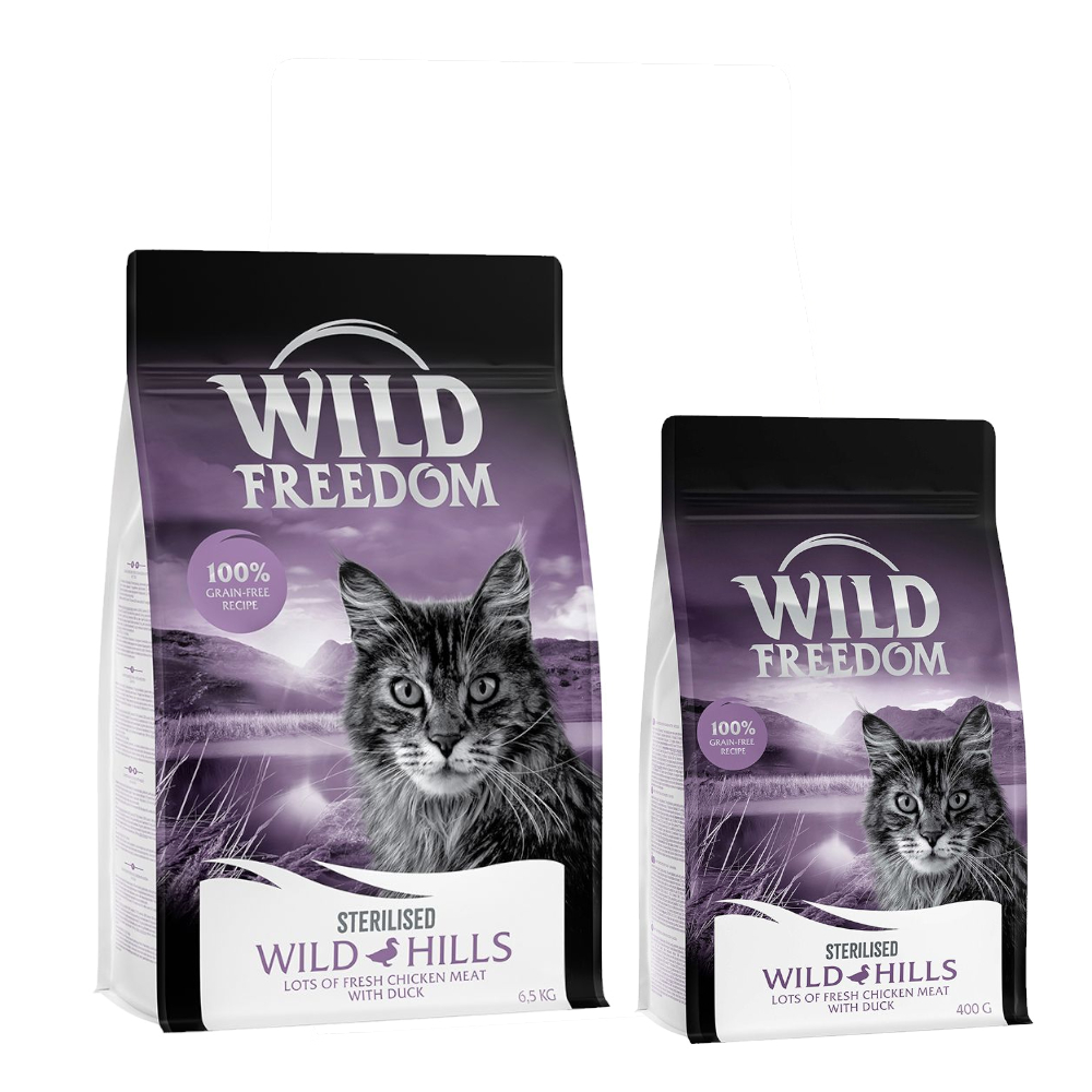 6,5 kg + 800 g Wild Freedom Trockenfutter gratis! - Sterilised: Wild Hills - Ente von Wild Freedom