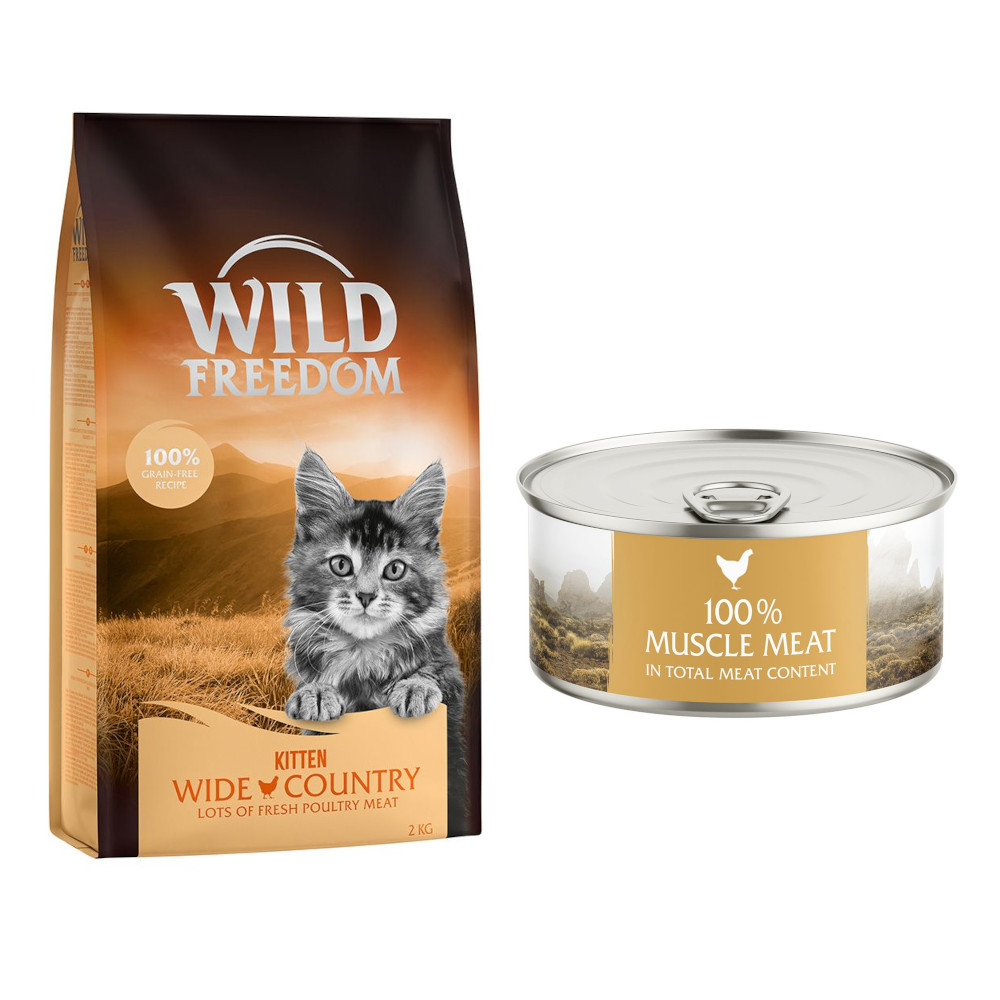 6,5 kg Wild Freedom + 6 x 70 g "Instinctive" Nassfutter gratis! Kitten: Wide Country - Geflügel + 6 x 70 g Huhn von Wild Freedom