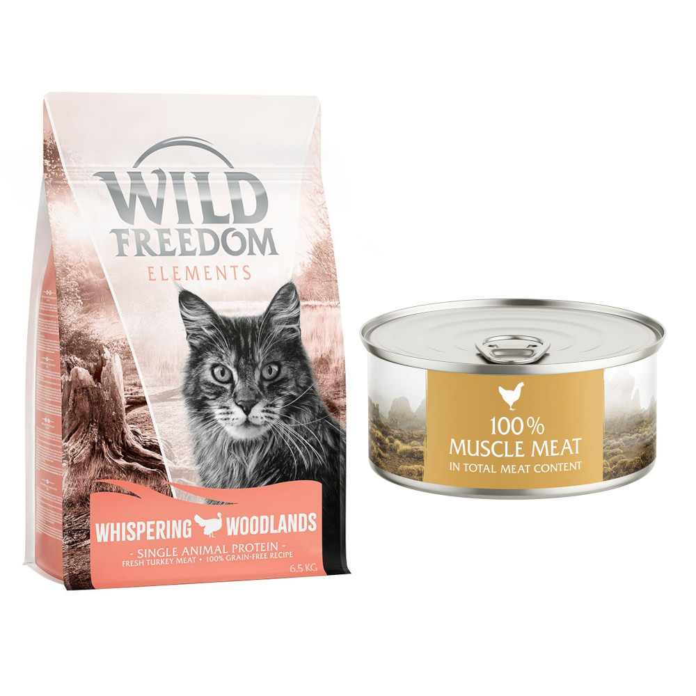 6,5 kg Wild Freedom + 6 x 70 g "Instinctive" Nassfutter zum Sonderpreis! Whispering Woodlands - Truthahn (Single Meat) + 6 x 70 g Huhn von Wild Freedom