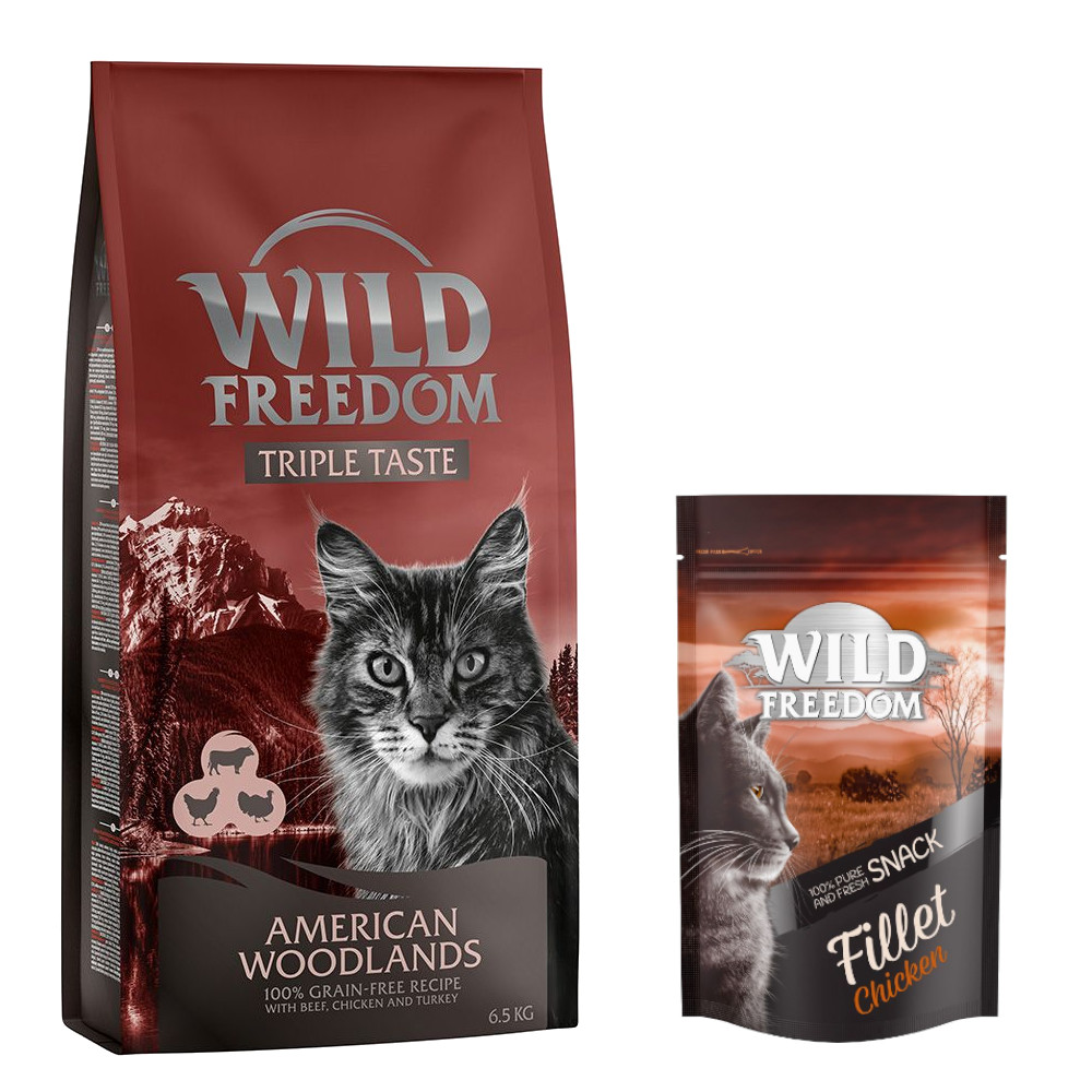 6,5 kg Wild Freedom + Filet Snack gratis! American Woodlands - Rind, Huhn & Truthahn von Wild Freedom