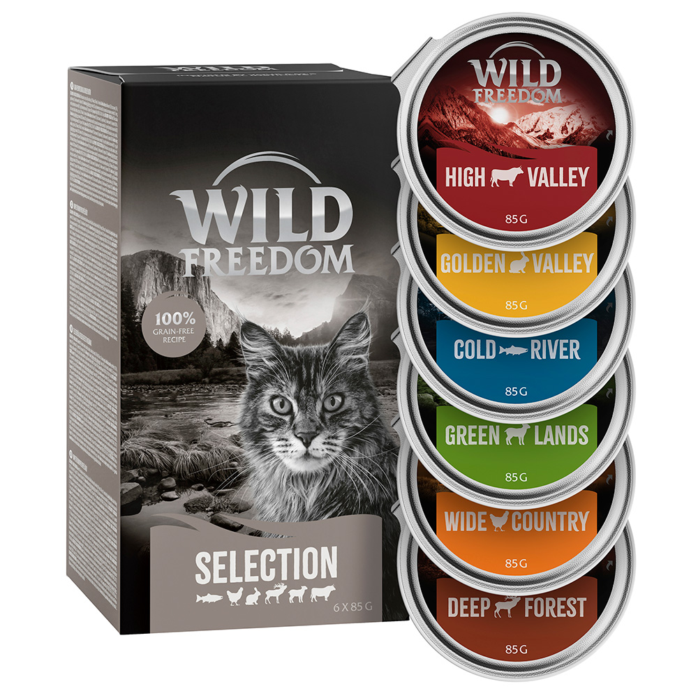 Wild Freedom Adult Schale Probiermix 6 x 85 g - Huhn, Lachs/Huhn, Lamm/Huhn, Kaninchen/Huhn, Wild/Huhn, Rind/Huhn von Wild Freedom