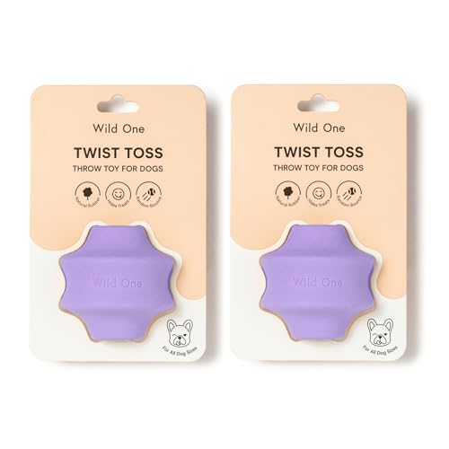 Wild One Small Twist Toss Hundespielzeug 100% Naturkautschuk, Spaß zu kauen, langlebig für alle Rassen, Apportierspielzeug, Leckerli-Dosierung Flieder, 2er Set von Wild One