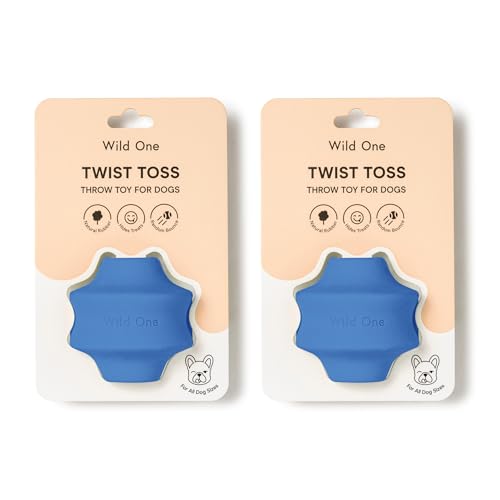 Wild One Small Twist Toss Hundespielzeug 100% Naturkautschuk, Spaß zu kauen, langlebig für alle Rassen, Apportierspielzeug, Leckerli-Dosierung Mondstein 2er Set von Wild One