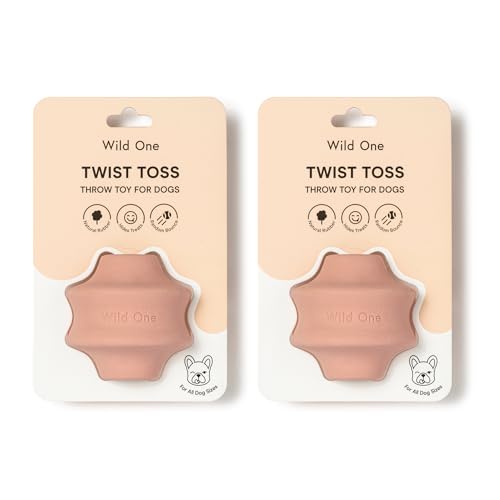 Wild One Small Twist Toss Hundespielzeug 100% Naturkautschuk, Spaß zu kauen, langlebig für alle Rassen, Apportierspielzeug, Leckerli-Dosierung Rouge, 2er Set von Wild One