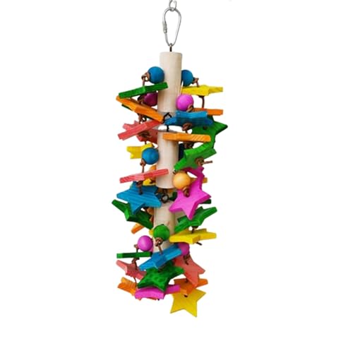 Hanging Parrot Foraging Toys - Chewable Natural Wood Bird Cage Toys | Decorative Cage Pendant with Metal Hook for Cockatiel, Macaw, Parakeet, budgi | Engaging Chew & Play Toy for Small Large Birds von WildHarmony