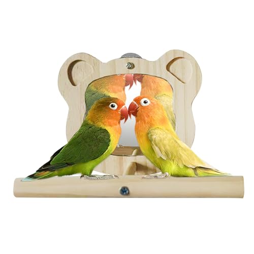 Spiegelbarsch für Vögel, Spiegelperch,Holzpapageien Spielzeug für Langeweile | SCAKEET Interaktives Spielspielzeug für kleine Wellensittiche Macaw Lovebird Cockatiel Cage Accessoires von WildHarmony