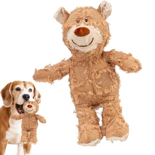 WildHarmony Bear Hundespielzeug – quietschendes Hundespielzeug, Hundeplüschspielzeug | Interaktives Hunde-Quietsch-Plüschbär-Kauspielzeug, Hunde-Plüschspielzeug, quietschendes Welpen-Kauspielzeug zum von WildHarmony