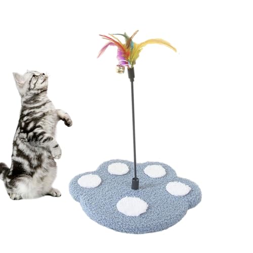 WildHarmony Feather Cat Toy - Cute Cat Teaser Wand with Paw Print Base and Bell, Feather Toys | Funny Cat Teaser Toy, Stable Feather Wand Cat Toy for Having Fun Exercise Playing von WildHarmony