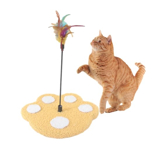 WildHarmony Feather Toys for Cats - Cute Cat Teaser Wand with Paw Print Base and Bell, Feather Toys | Funny Cat Teaser Toy, Stable Feather Wand Cat Toy for Having Fun Exercise Playing von WildHarmony