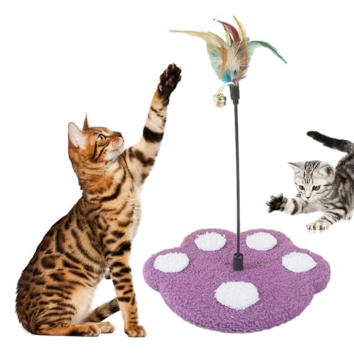 WildHarmony Feather Toys for Cats - Cute Cat Teaser Wand with Paw Print Base and Bell, Feather Toys | Funny Cat Teaser Toy, Stable Feather Wand Cat Toy for Having Fun Exercise Playing von WildHarmony