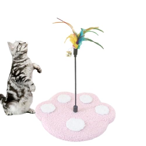 WildHarmony Feather Toys for Cats - Cute Cat Teaser Wand with Paw Print Base and Bell, Feather Toys | Funny Cat Teaser Toy, Stable Feather Wand Cat Toy for Having Fun Exercise Playing von WildHarmony