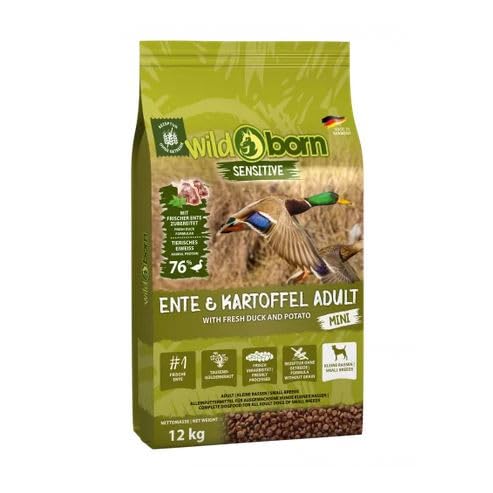 Wildborn Ente & Kartoffel Mini 1 x 12 kg | Hundetrockenfutter für kleine Hunde mit Ente & Kartoffel | mit 76% tierischem Protein von Wildborn