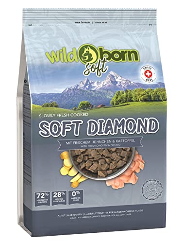 Wildborn getreidefreies Hundefutter Soft Diamond 1 kg Softfutter mit 72% frischem Schweizer Alpenhühnchenfleisch von Wildborn