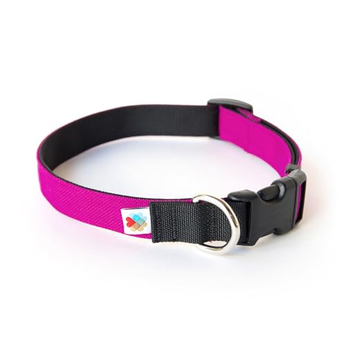 Hundehalsband, leicht, strapazierfähig, mit Schnalle, Stoff-Haustierhalsband, atmungsaktiv & verstellbar, Welpenhalsband, für große Hunde (Fuchsia, Größe L - 35,6-61 cm) Wildebeest von Wildebeest