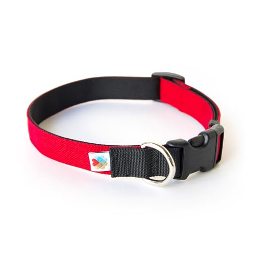 Hundehalsband, leicht, strapazierfähig, Stoff-Haustierhalsband, verstellbares Welpenhalsband, kleines Hundehalsband, mittelgroße Hundehalsband, Hundehalsband für große Hunde (Rot, Größe L - 35,6-61 von Wildebeest