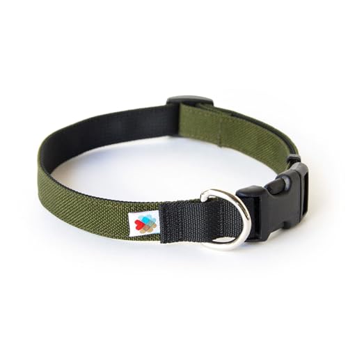 Hundehalsband, leicht, strapazierfähig, mit Schnalle, Stoff-Haustierhalsband, atmungsaktiv & verstellbar, Welpenhalsband, Hundehalsbänder für kleine Hunde (Olivgrün, Größe S - 20,3 - 30,5 cm) von Wildebeest