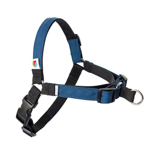 Wildebeest Hundegeschirr, kein Ziehen, bequemes Trainingsgeschirr, effektives Design, ideal für mittelgroße Hunde, 4-Punkt-verstellbar (L – 66 - 81,3 cm Umfang, Marineblau) von Wildebeest