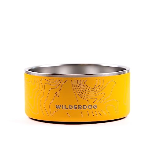 Widlerdog Hundenapf aus Edelstahl mit extra haltbarem BPA-freiem Edelstahl in Küchenqualität, mit rutschfestem Gummiringboden (Senf, 1,8 l) von Wilderdog