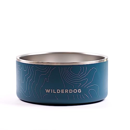 Widlerdog Hundenapf aus Edelstahl mit extra haltbarem BPA-freiem Edelstahl in Küchenqualität, mit rutschfestem Gummiringboden (Pazifikblau, 1,8 l) von Wilderdog