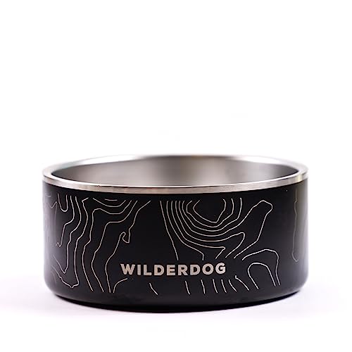 Widlerdog Hundenapf aus Edelstahl mit extra haltbarem BPA-freiem Edelstahl in Küchenqualität, mit rutschfestem Gummiringboden, Schwarz, 1,8 l von Wilderdog