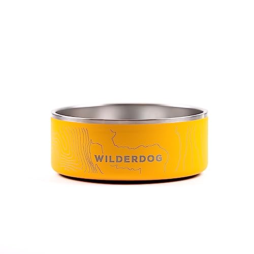 Widlerdog Hundenapf aus Edelstahl mit extra haltbarem BPA-freiem Edelstahl in Küchenqualität, mit rutschfestem Gummi-Ringboden (Senf, 907 ml) von Wilderdog