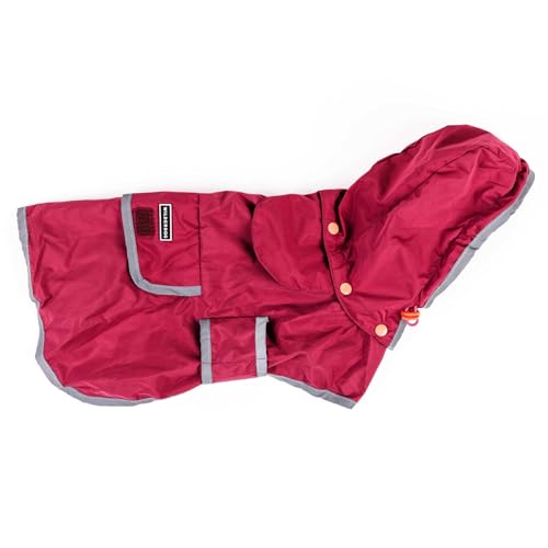 Wilderdog Hundejacke, wasserdichter Regenmantel mit atmungsaktiver Innenseite, abnehmbarer Kapuze, Torso-Riemen, Klettverschlüssen, Gesäßtasche und zwei Aufhängeschlaufen, faltbar in Gesäßtasche von Wilderdog