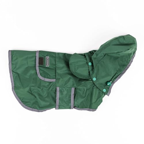 Wilderdog Hundejacke, wasserdichter Regenmantel mit atmungsaktiver Innenseite, abnehmbarer Kapuze, Torso-Riemen, sicheren Verschlüssen, Gesäßtasche und zwei Aufhängeschlaufen, faltbar in Gesäßtasche von Wilderdog