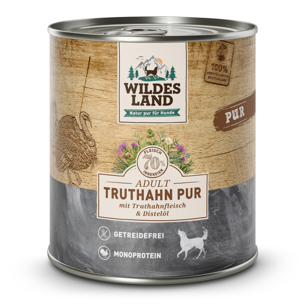 Wildes Land | Truthahn mit Distelöl | PUR Adult | 12 x 800 g von Wildes Land