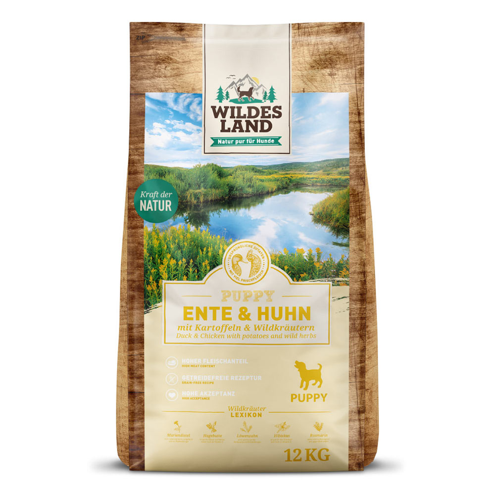 Wildes Land | Ente & Huhn mit Kartoffel | Classic Puppy | 2 x 12 kg von Wildes Land