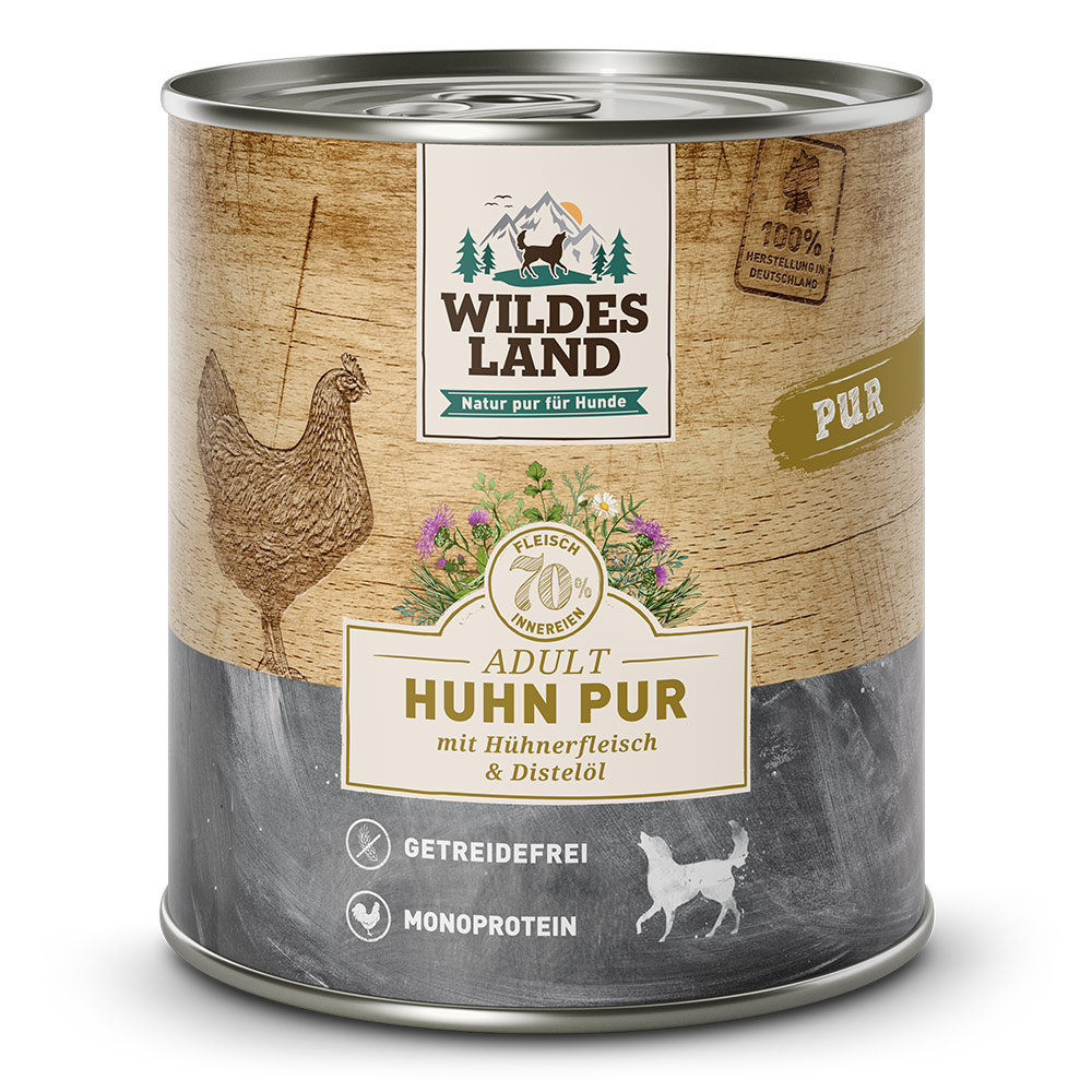 Wildes Land | Huhn mit Distelöl | PUR Adult | 24 x 800 g von Wildes Land