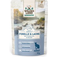 Sparpaket Wildes Land Adult Cat 24 x 90 g - Forelle und Lachs mit Cranberrys von Wildes Land