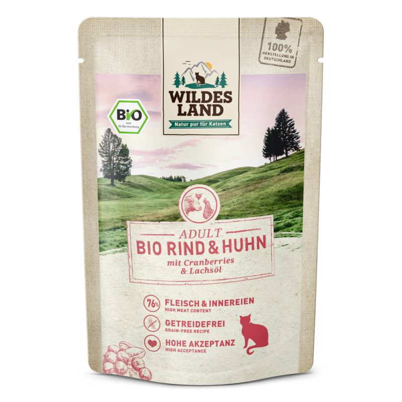 Sparpaket Wildes Land Bio 24 x 85 g - Bio-Rind & Bio-Huhn mit Bio-Cranberries von Wildes Land