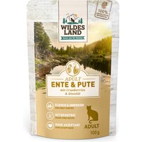 Sparpaket Wildes Land Cat 24 x 100 g - Ente & Pute mit Cranberries von Wildes Land