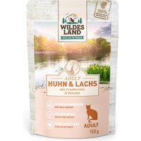 Sparpaket Wildes Land Cat 24 x 100 g - Huhn, Lachs mit Cranberries von Wildes Land