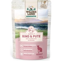 Sparpaket Wildes Land Cat 24 x 100 g - Rind & Pute mit Cranberries von Wildes Land