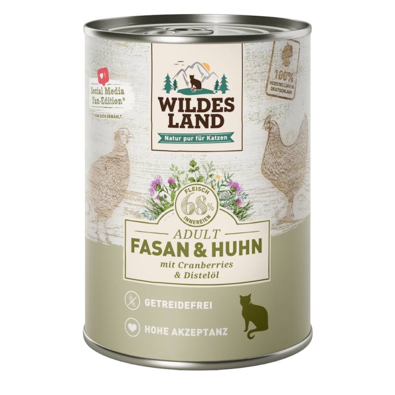 Wildes Land Adult Cat 6 x 400 g - Fasan & Huhn mit Cranberries von Wildes Land