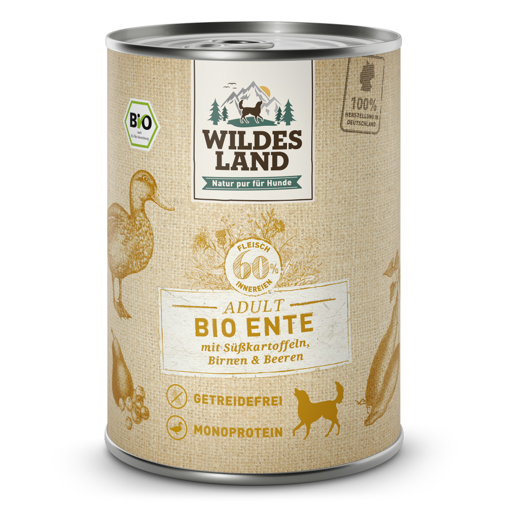 Wildes Land | Ente mit Süßkartoffel & Birne | BIO Adult | 30 x 400 g von Wildes Land