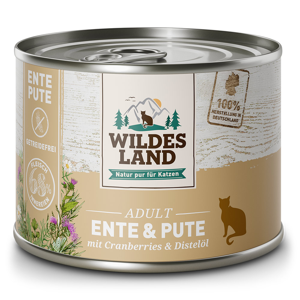 Wildes Land | Ente und Pute mit Distelöl | Classic Adult | 12 x 200 g von Wildes Land