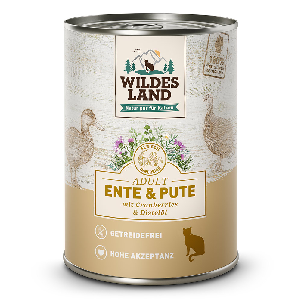 Wildes Land | Ente und Pute mit Distelöl | Classic Adult | 12 x 400 g von Wildes Land