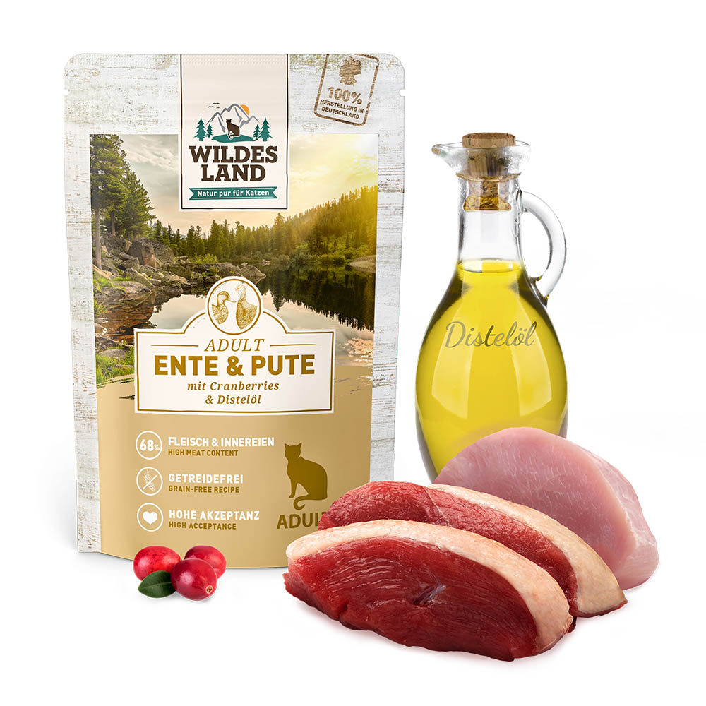 Wildes Land | Ente und Pute mit Distelöl | Classic Adult | 24 x 100 g von Wildes Land