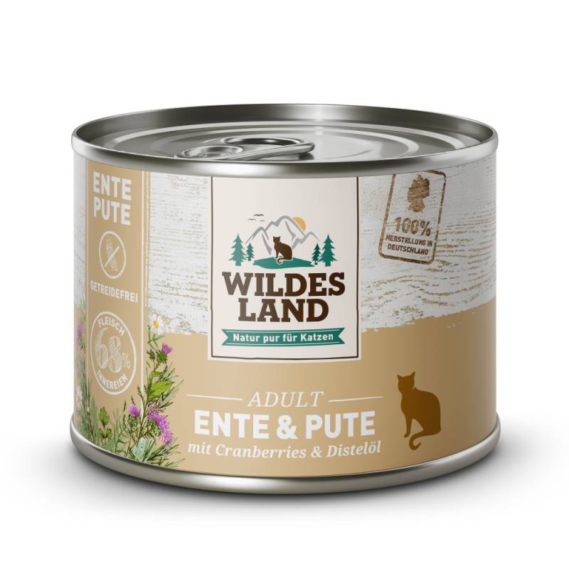 Wildes Land | Ente und Pute mit Distelöl | Classic Adult | 24 x 200 g von Wildes Land