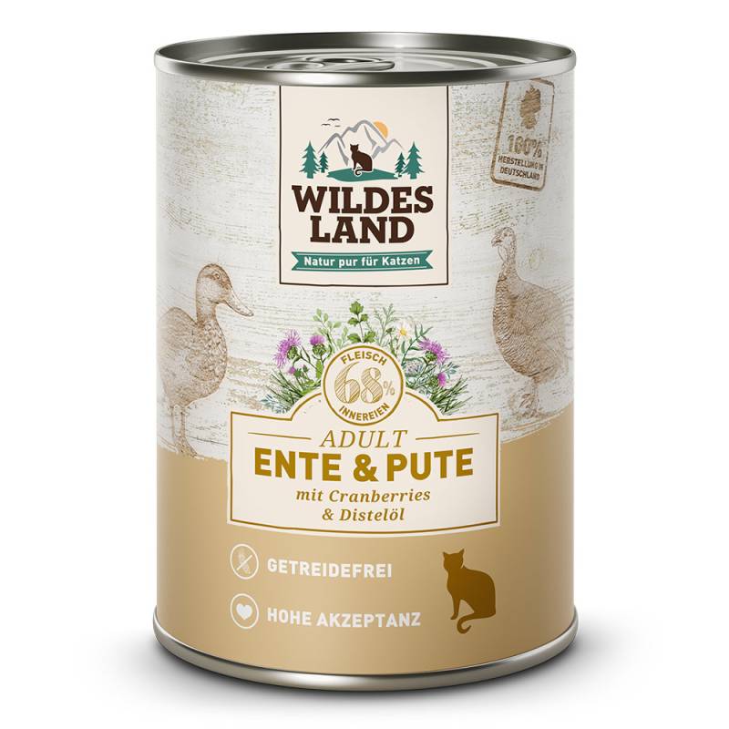 Wildes Land | Ente und Pute mit Distelöl | Classic Adult | 24 x 400 g von Wildes Land