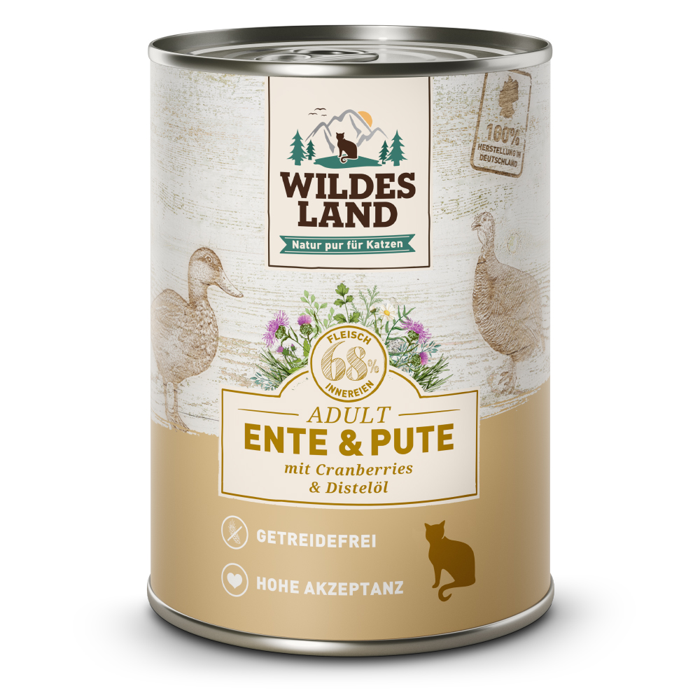 Wildes Land | Ente und Pute mit Distelöl | Classic Adult | 6 x 400 g von Wildes Land