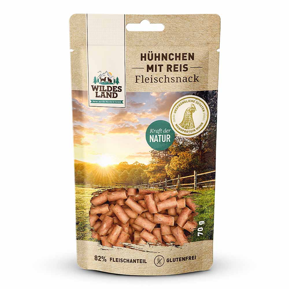 Wildes Land | Hühnchen mit Reis | Fleischsnacks | 7 x 70 g von Wildes Land