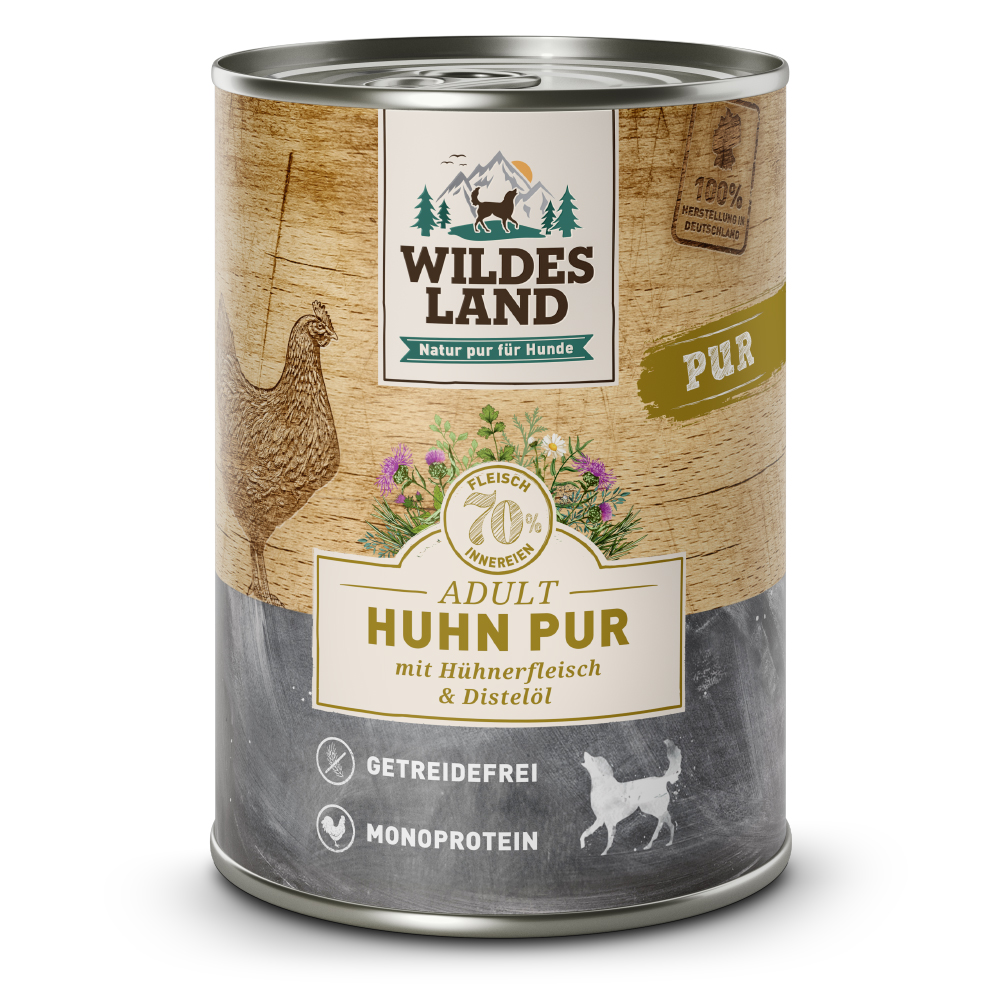 Wildes Land | Huhn mit Distelöl | PUR Adult | 24 x 400 g von Wildes Land