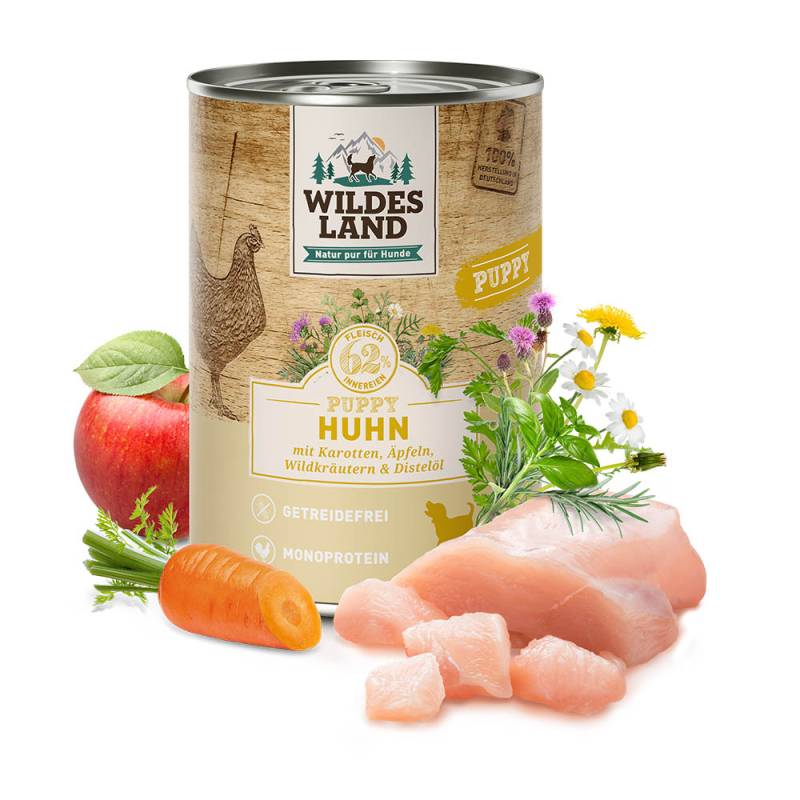 Wildes Land | Huhn mit Karotte | Classic Puppy | 12 x 400 g von Wildes Land