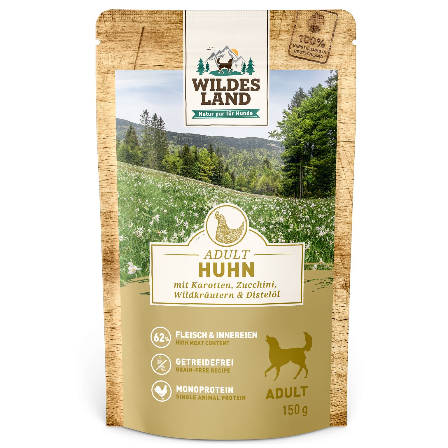 Wildes Land | Huhn mit Karotte | Classic Adult | 32 x 150 g von Wildes Land