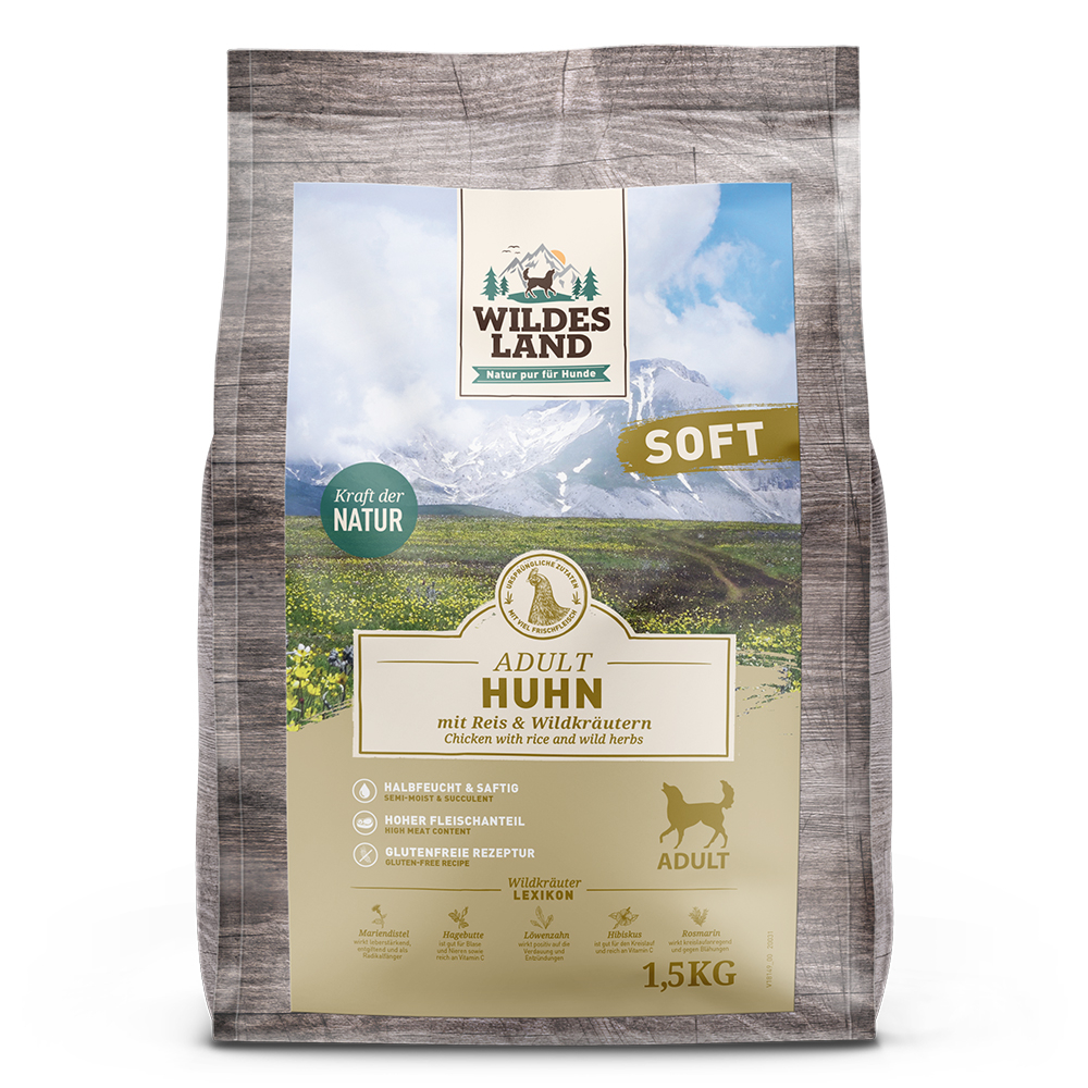 Wildes Land | Huhn mit Reis und Wildkräutern | Soft Adult | 1,5 kg von Wildes Land