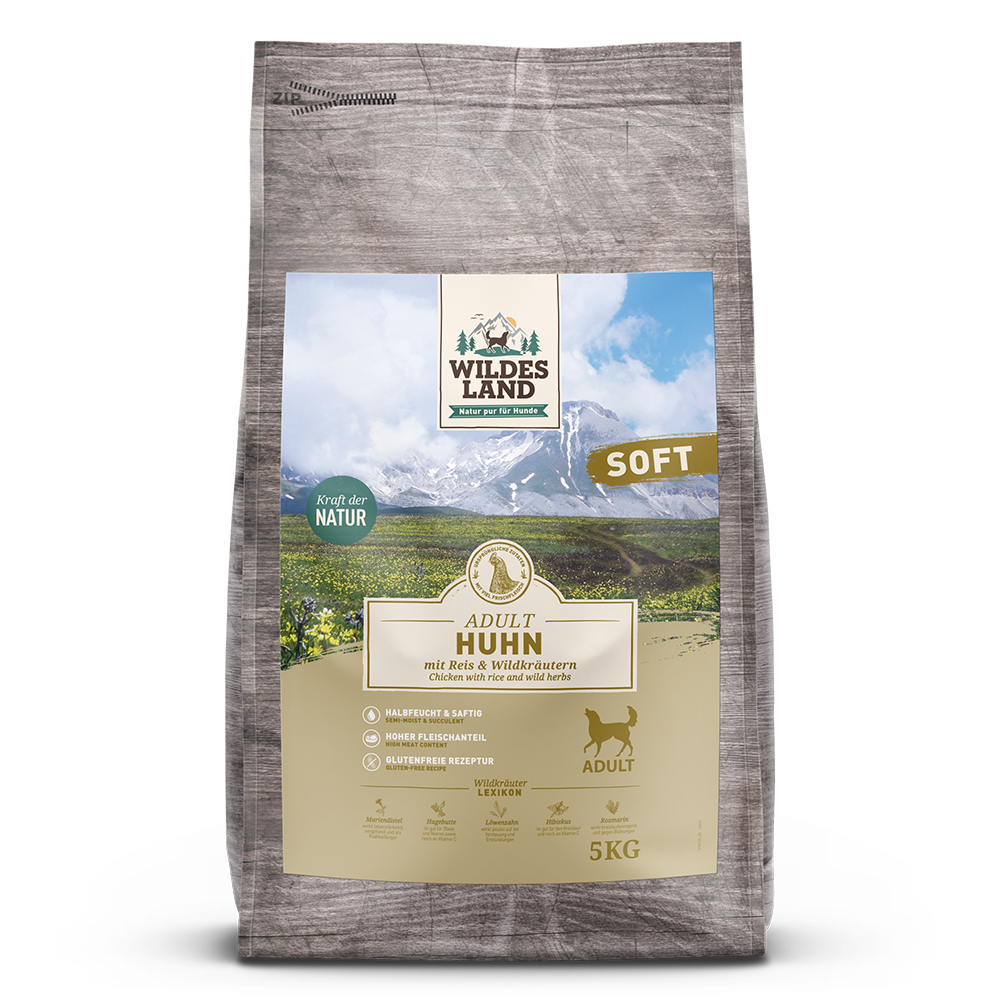 Wildes Land | Huhn mit Reis und Wildkräutern | Soft Adult | 3 x 5 kg von Wildes Land