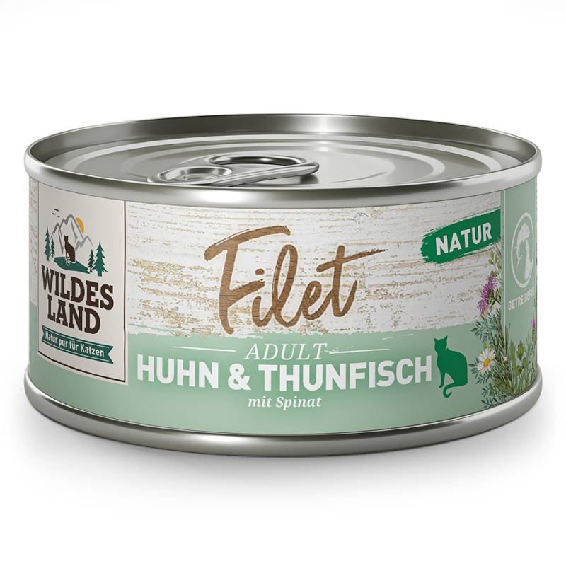 Wildes Land | Huhn & Thunfisch mit Spinat | Filet | 48 x 80 g von Wildes Land